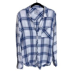 Rails White and Blue Plaid Button-Down Shirt